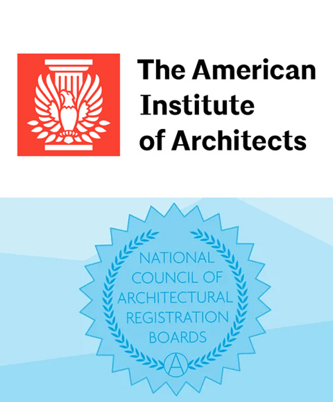 Logos for the AIA and NCARB
